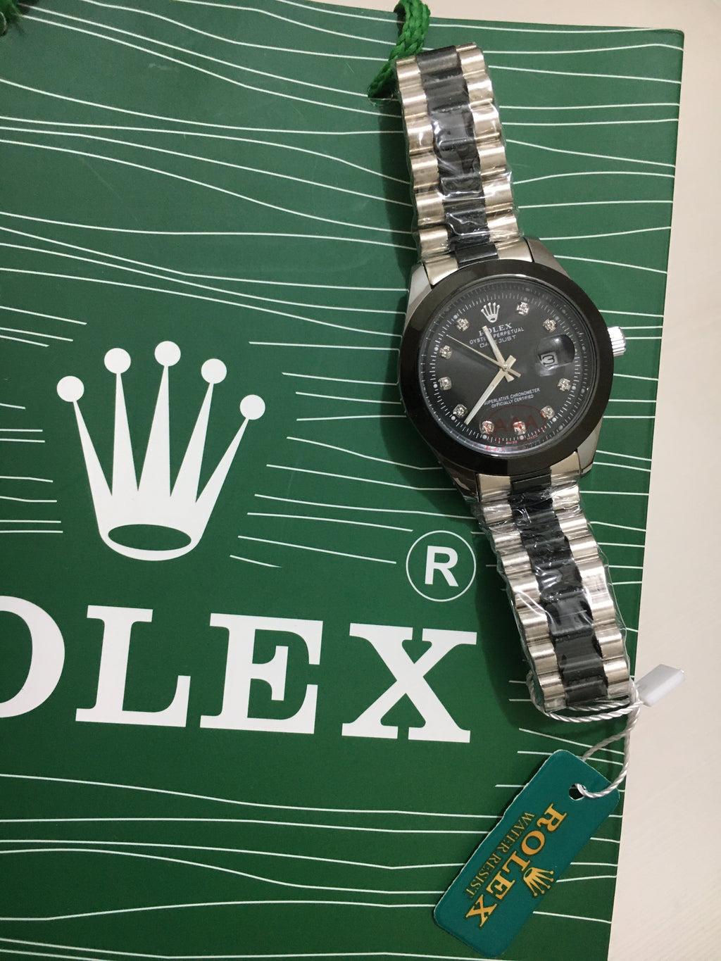 Rolex Oyster 41 mm, Oystersteel and Silver Black