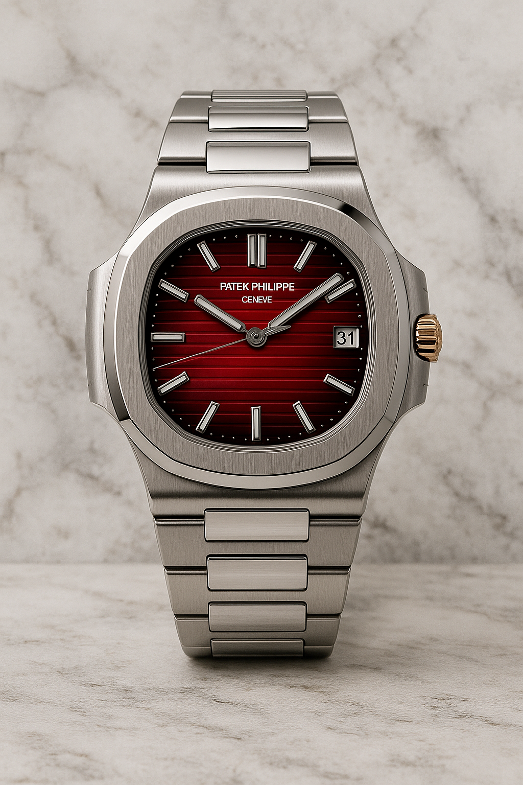 Patek Philippe Nautilus Stainless Steel Red Dial